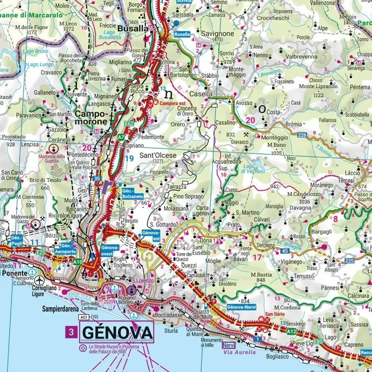 Wegenkaart Ligurië - Italiaanse Riviera