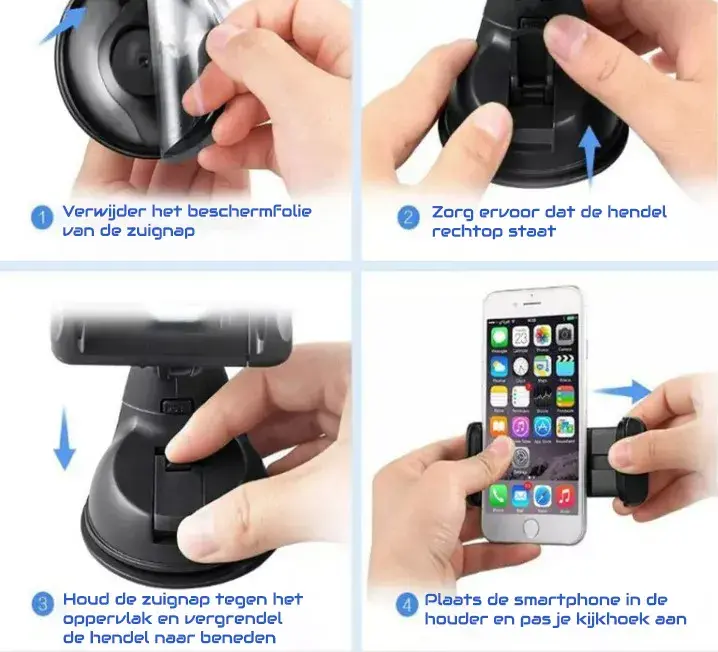 Fonu Telefoonhouder - Dashboard/Ruit - Zwart