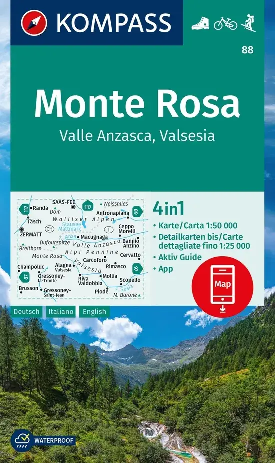 Wandelkaart WK88 Monte Rosa