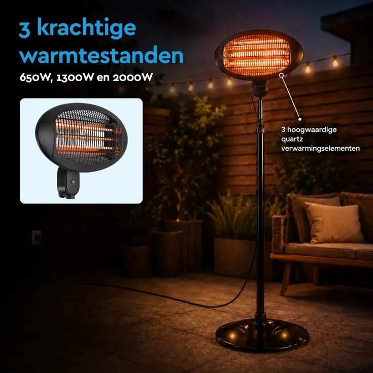 Elektrische Terrasverwarmer Staand PHS100 2000W