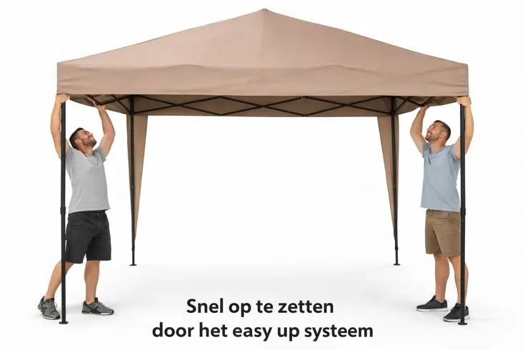 Easy Up Partytent 3x3 m Taupe - Stalen Frame