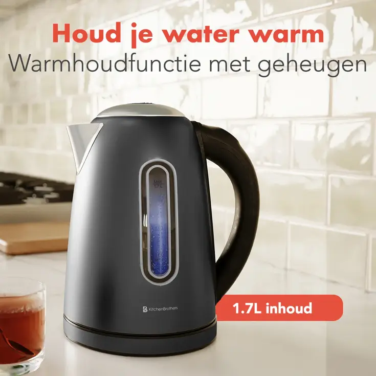 Waterkoker – 1,7L – Zwart/RVS