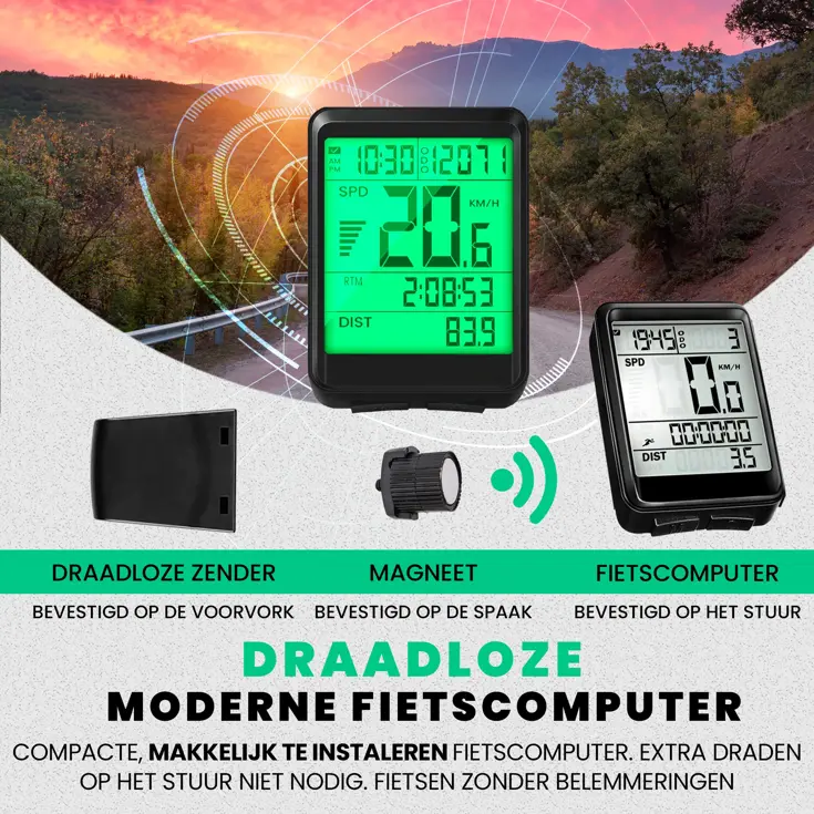 Draadloze Fietscomputer - 17 Functies