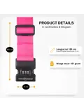Kofferriem met cijferslot 180 cm – Roze