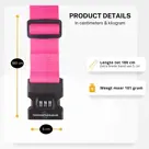 Kofferset 4-delig kofferriem + bagagelabels Roze