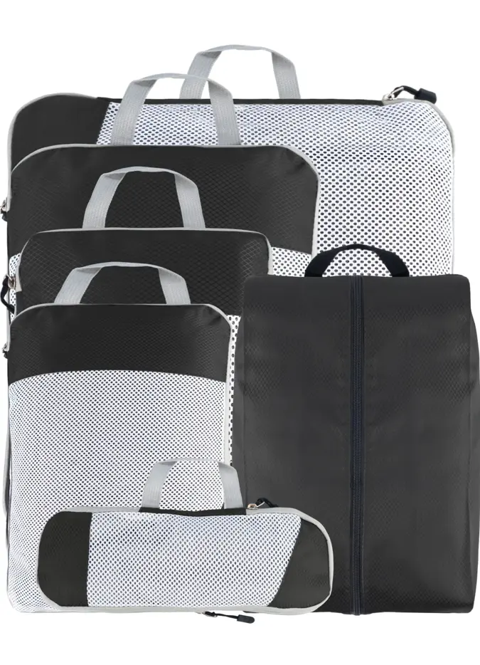 Compressie Packing Cubes – 6 stuks – Zwart