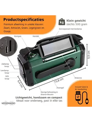 Noodradio solar Opwindbaar