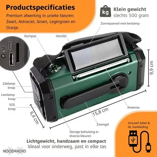 Noodradio solar Opwindbaar