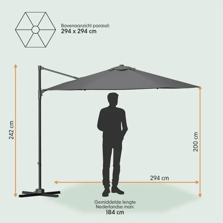 Zweefparasol – Ø300 cm – Waterdicht
