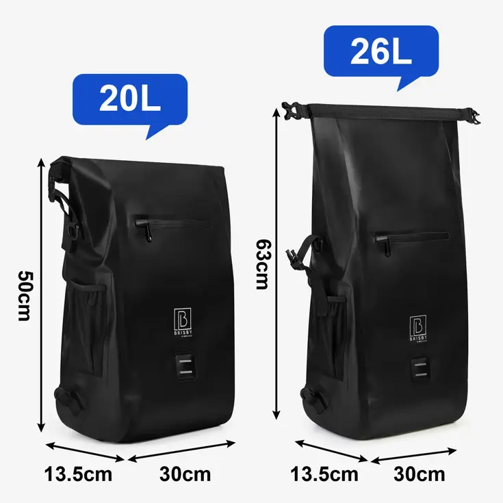 3-in-1 Waterdichte Rolltop Fietstas 20-26L