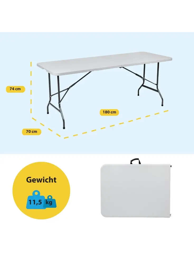 Campingtafel - inklapbare tafel - 180x70x74cm