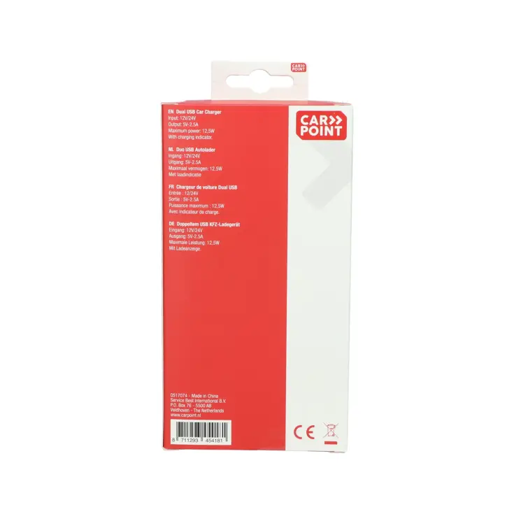 12/24V Duo USB-A Autolader voor 2 apparaten