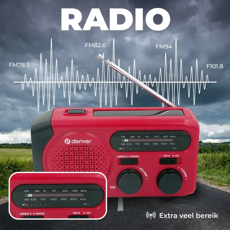 Noodradio FM Solar Powerbank Opwindbaar