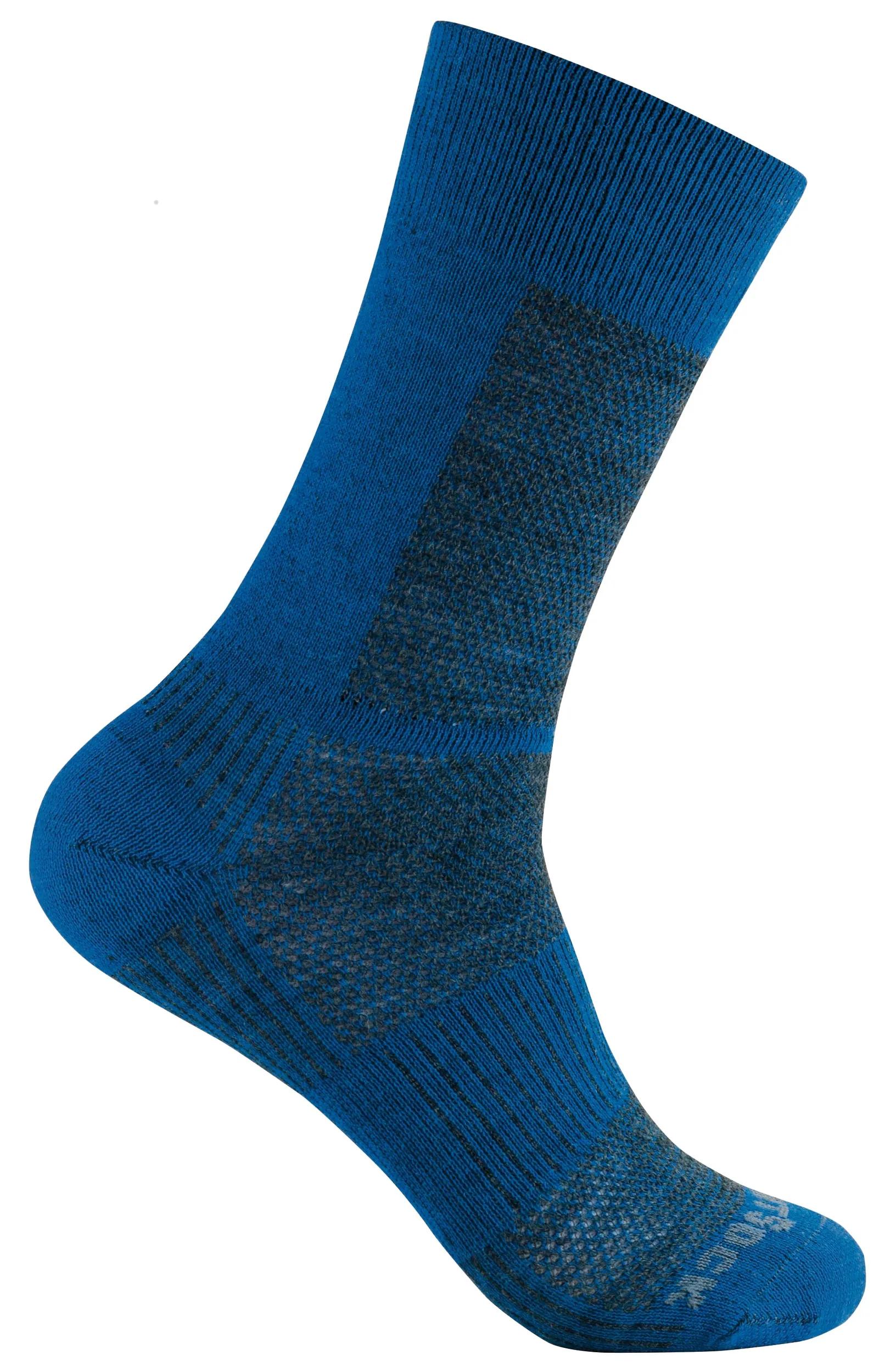 Wrightsock  Coolmesh Merino Crew  sokken  Elektrisch blauw  Grijs