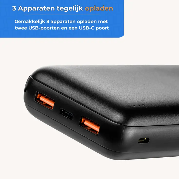 Extra Fast Powerbank 20.000 mAh – 3 poorten