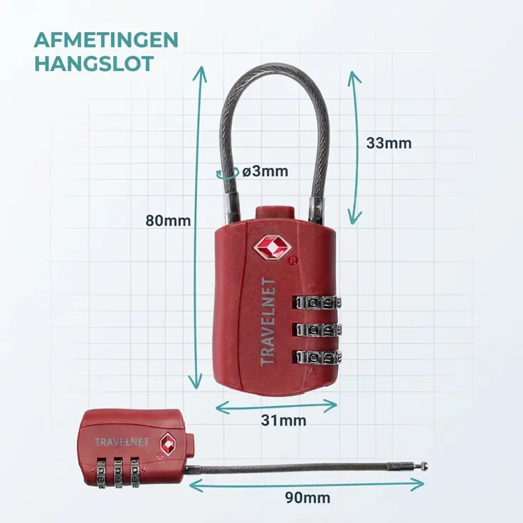 Travelnet TSA Reisslot met Cijfercode Set van 2