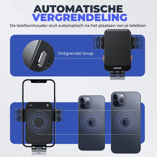 Wegman Telefoonhouder Auto Draadloze Oplader