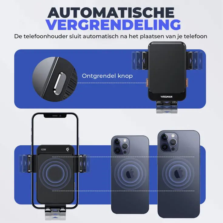 Wegman Telefoonhouder Auto Draadloze Oplader