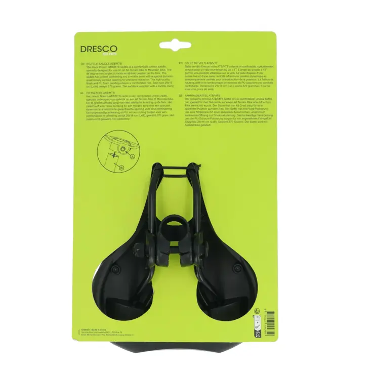 Zwart unisex ATB/MTB zadel met drukvermindering