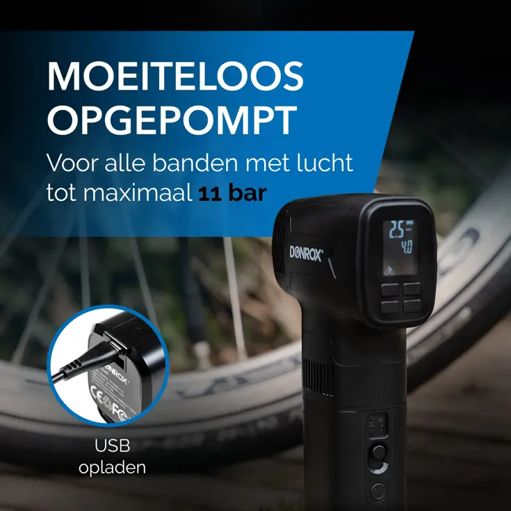 Donrox C542 Bandenpomp + Extra Batterij