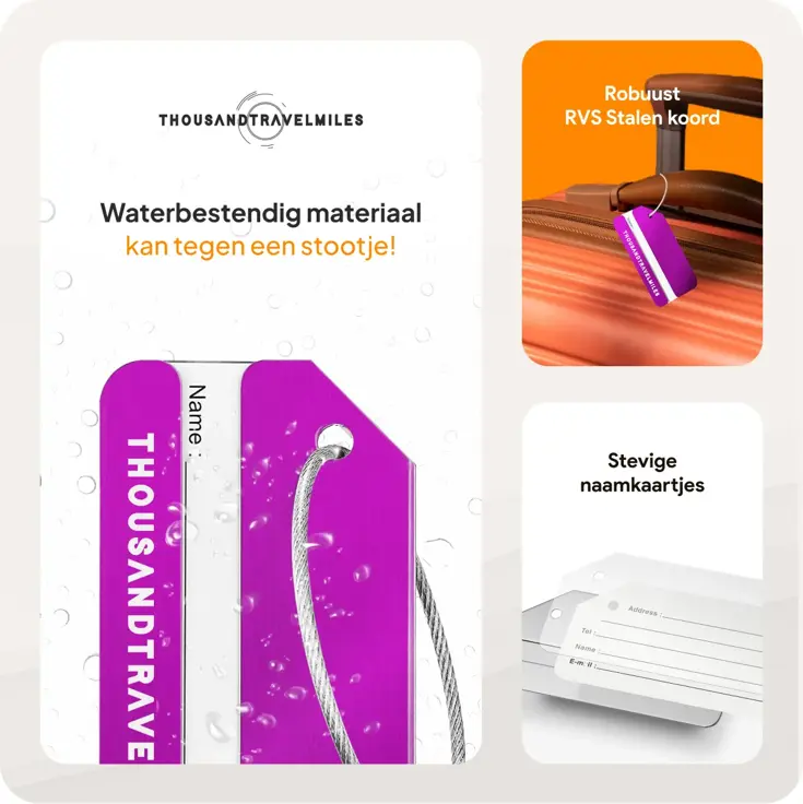 Aluminium Bagagelabel – 2 stuks – Paars