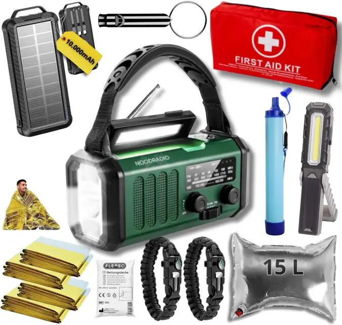Noodpakket XL met Powerbank-Noodradio-Waterfilter