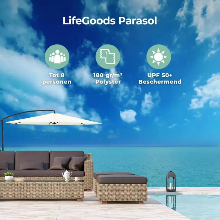 LifeGoods Zweefparasol – 300cm