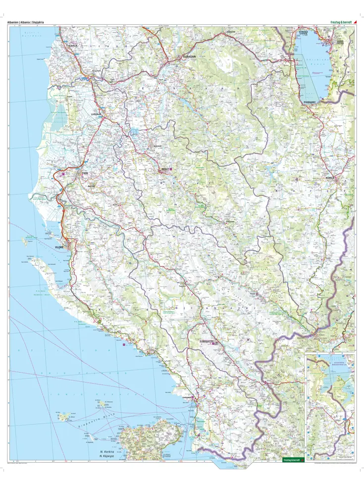 Wegenkaart Albanië tweezijdig