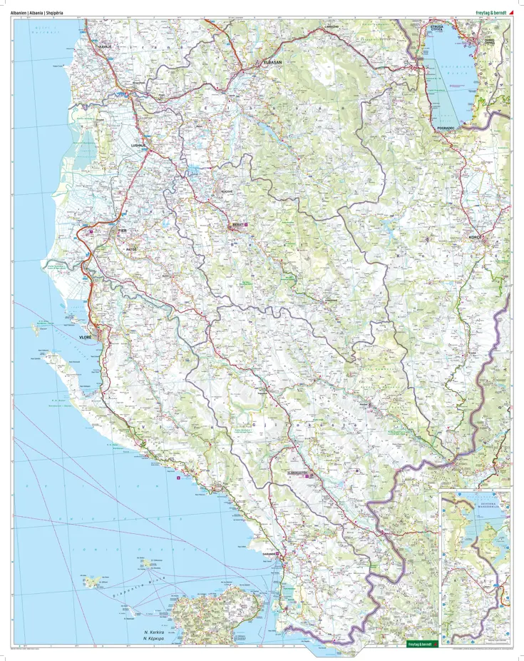 Wegenkaart Albanië tweezijdig