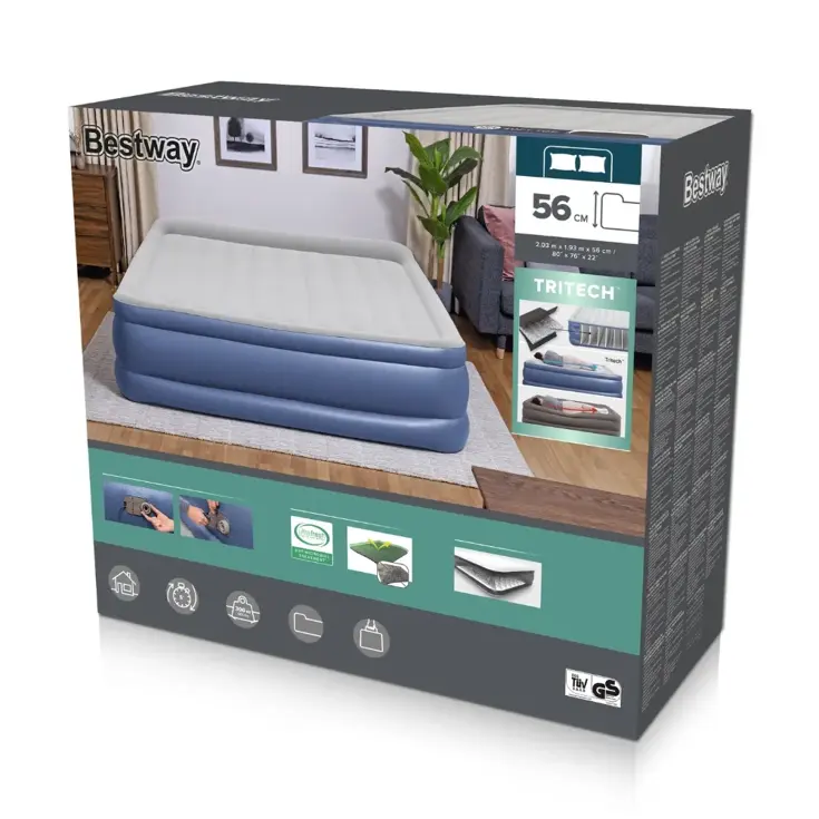 Luchtbed - Bestway - 2P - 193x203 cm + pomp