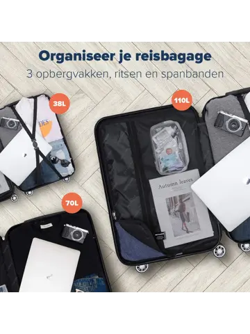 Kofferset – 3 Delig – 38L – Roségoud