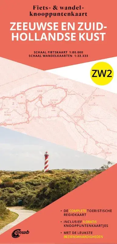 ANWB Fiets en wandelknooppuntenkaart ZW2 Zeeuwse en Zuid-Hollandse kust
