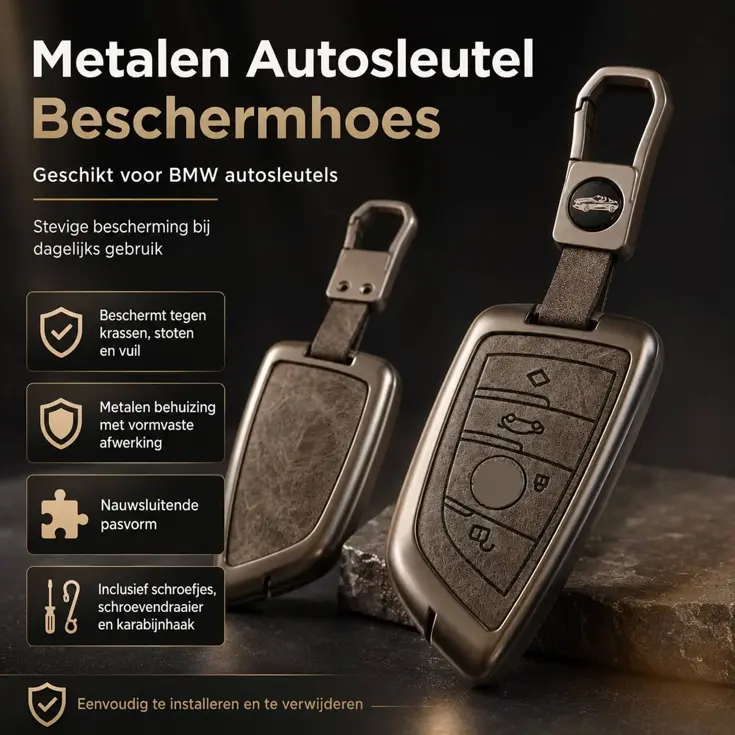 Metalen Sleutelhoesje voor Bmw grijs B4APU
