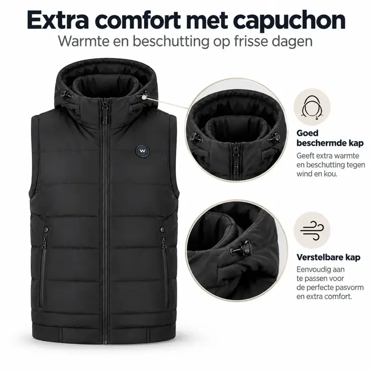 Verwarmde Bodywarmer met Capuchon - Vrouwen