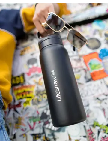 Lifestraw Go - RVS Waterfles 1L - Zwart