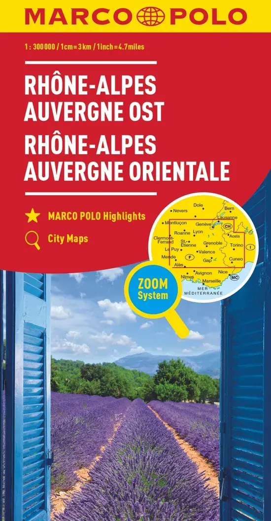 Marco Polo Kaart Rhône-Alpes - Auvergne Oost