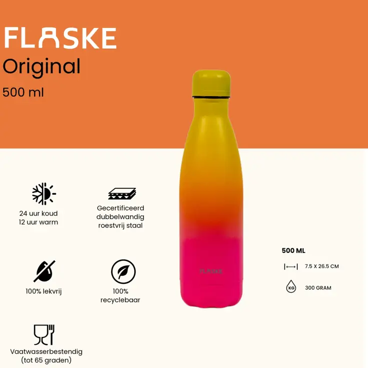 FLASKE 500 ml  RVS Drinkfles