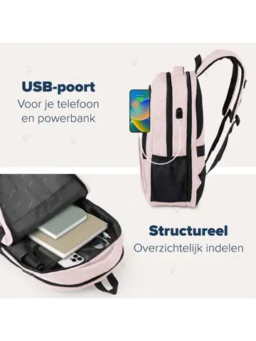 Rugtas – 36L – 17,3Inch – Roze