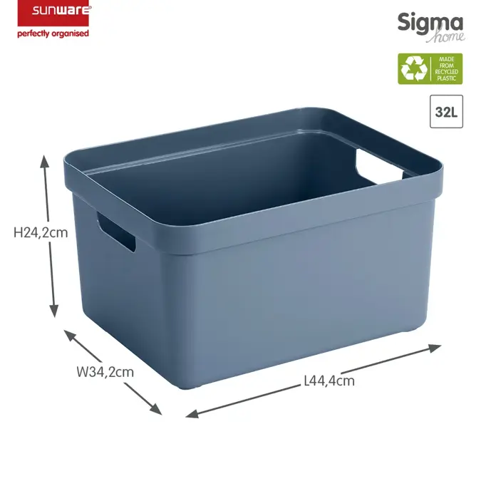 Sigma home - Opbergbox - 32L blauw - 4-delig