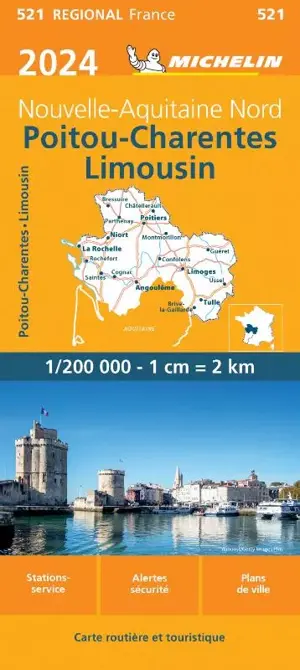 Michelin Wegenkaart 521 Poitou-Charentes-Limousin 2024