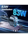 83W Autolader USB-C 65W LED Spanningsmeter