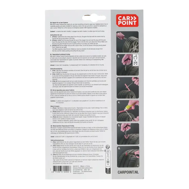 Bandenreparatieset voor tubeless banden 9-delig