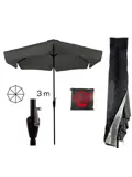 CUHOC Parasol Grijs 3m + Redlabel Parasolhoes