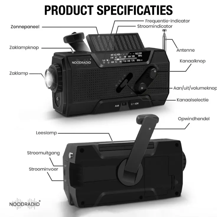 Noodradio® Solar Opwindbaar Met Batterijen