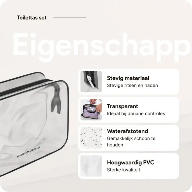 Doorzichtige toilettas – 3 stuks – Toilettas
