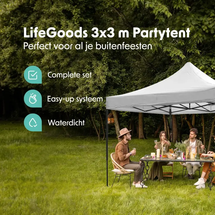 LifeGoods Partytent – 3x3 m - Easy-Up