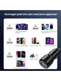 60W Autolader USB-C & USB-A Power Delivery