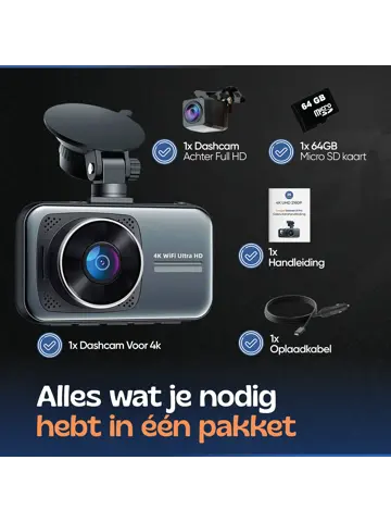 2CH Dashcam - WiFi GPS 4K 64GB - D1 Pro Dashcam