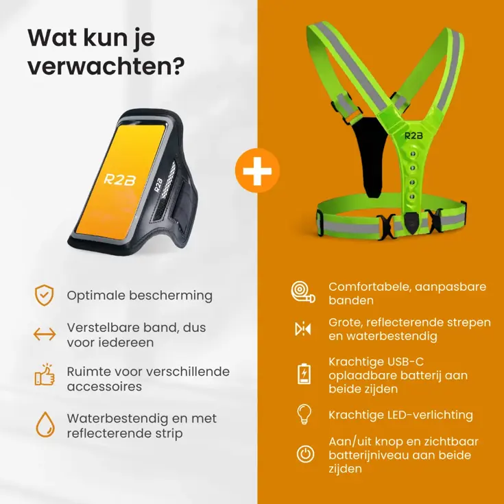 Hardloopvest oplaadbaar + Sportarmband