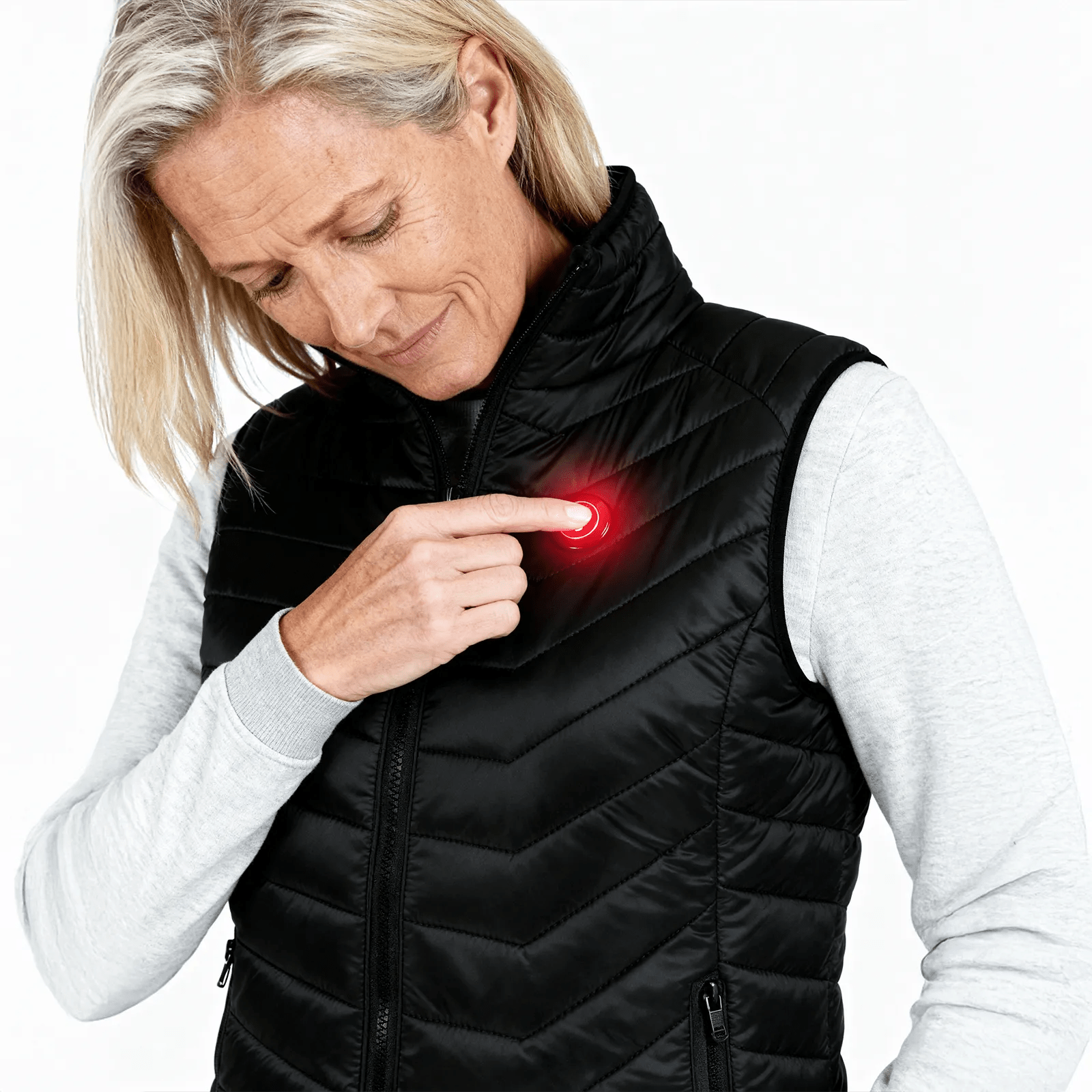 Loowoko Verwarmd vest voor dames met accu, 3 temperatuurniveaus, zwart